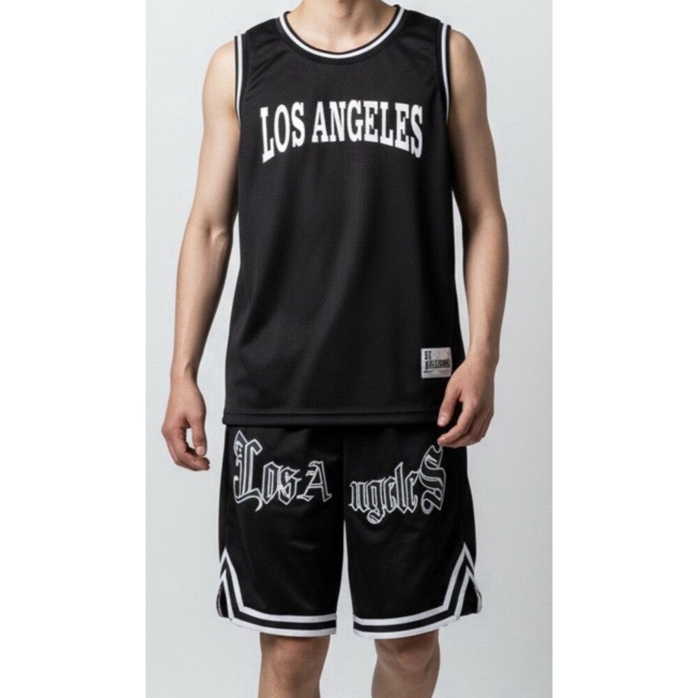 Boy Los Angeles Set 2 Pieces Basketball T-shirt + Shorts Black 11-12Y